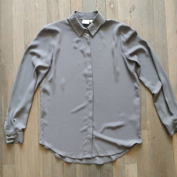 ASOS Long Sleeve Grey Button Down Business Casual Workwear Minimalist 2 Small - Picture 5 of 6